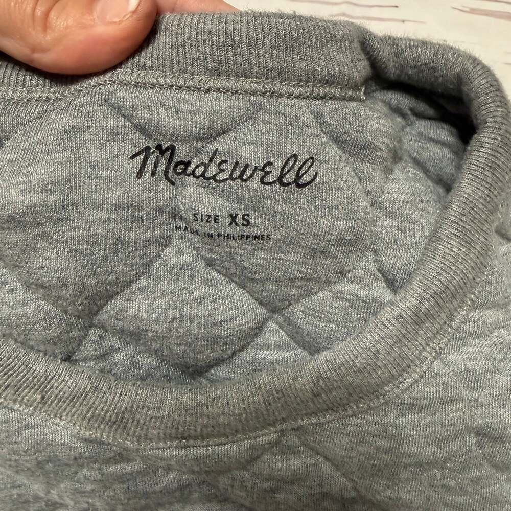 Madewell Quilted Crewneck Sweatshirt in Heather Gray - Picture 2 of 9